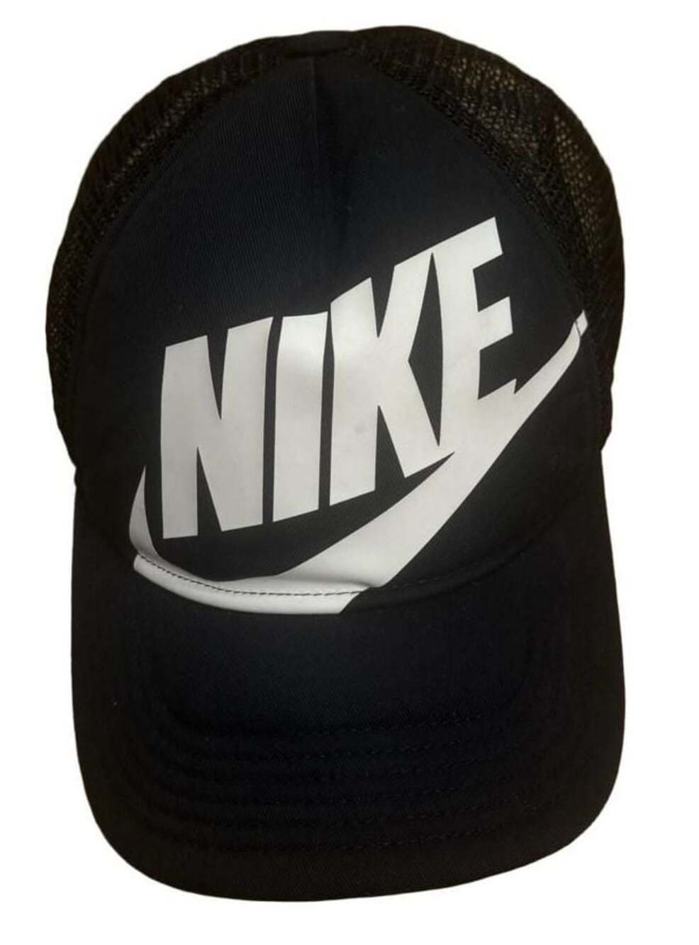 Nike Trucker Hat Black White Big Swoosh Mesh Back Snapback One Size